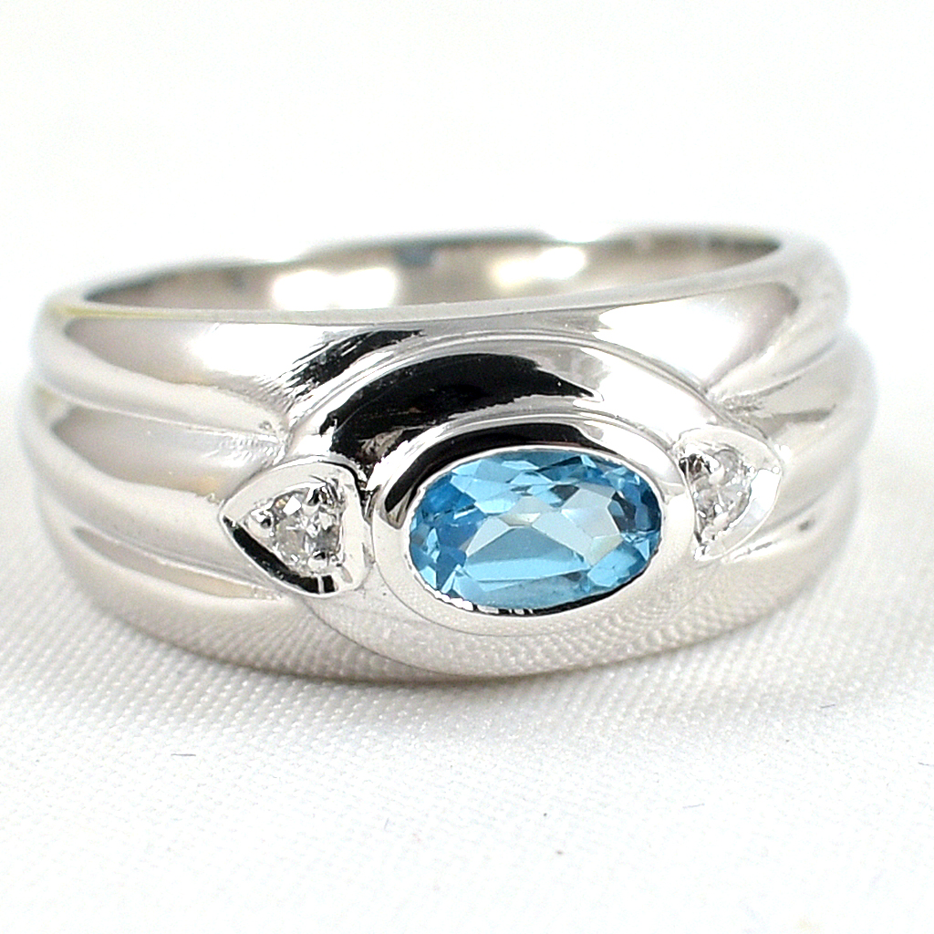 แหวนเงินแท้ราคาถูกชุบทองคำขาว สวิสบลูโทปาซแท้ 0.65 กะรัต เพชรCZ 0.06 กะรัต งานประณีตสวยงาม สั่งผลิตค่ะ