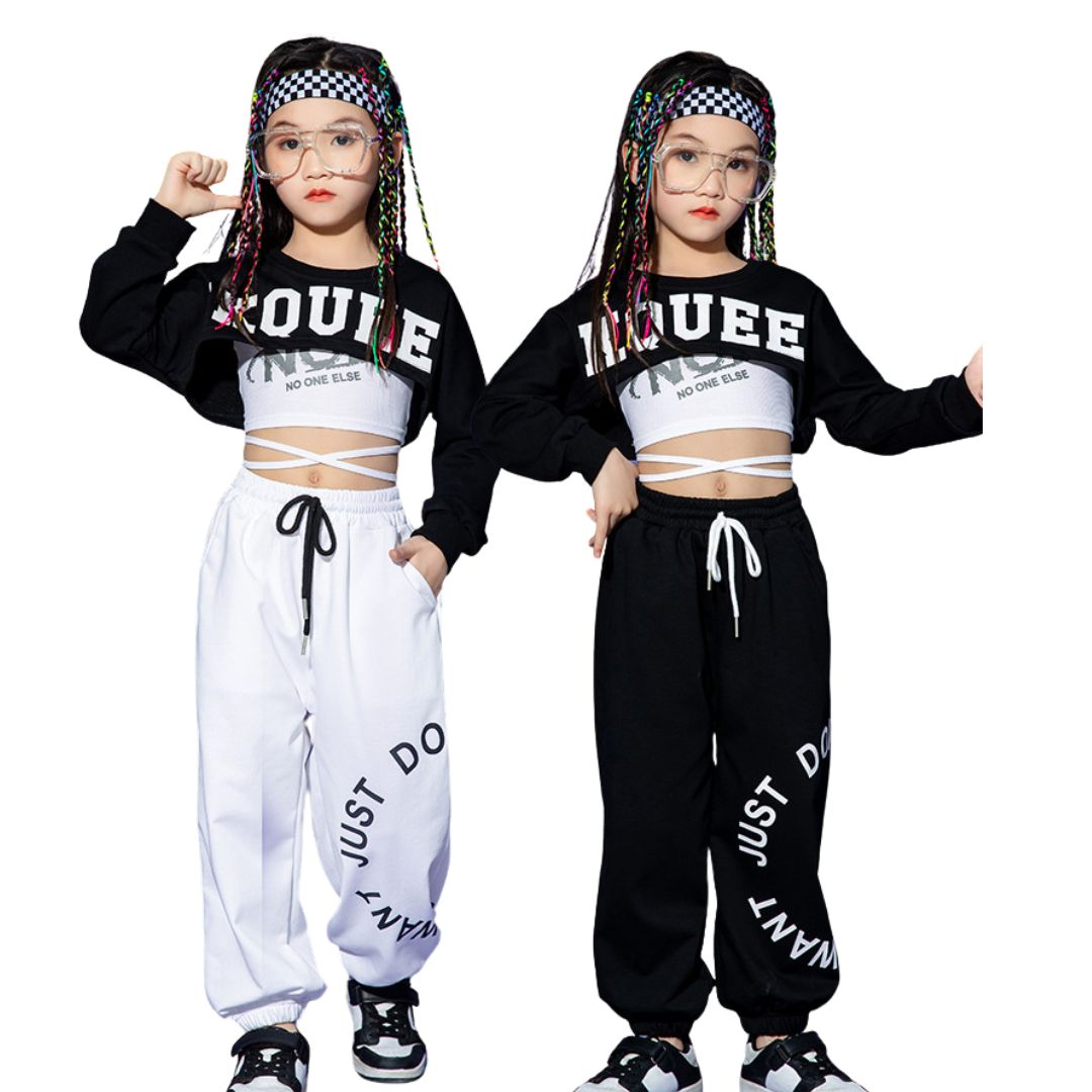 พร้อมส่ง***ชุดเต้น ชุดฮิปฮอป เสื้อแขนยาว +ตัวใน+กางเกง