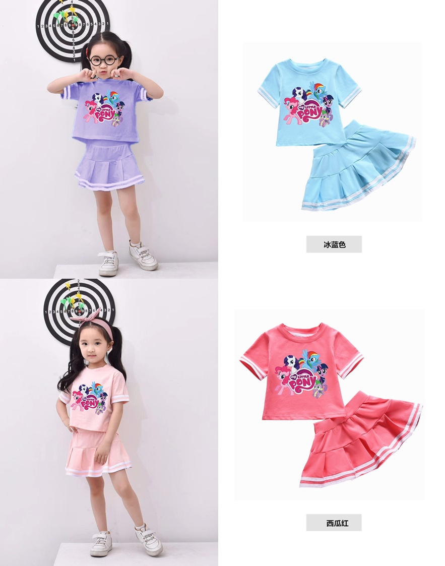 ชุดเด็ก ลายการ์ตูน โพนี่ ทรงสั้นกระโปรงระบาย