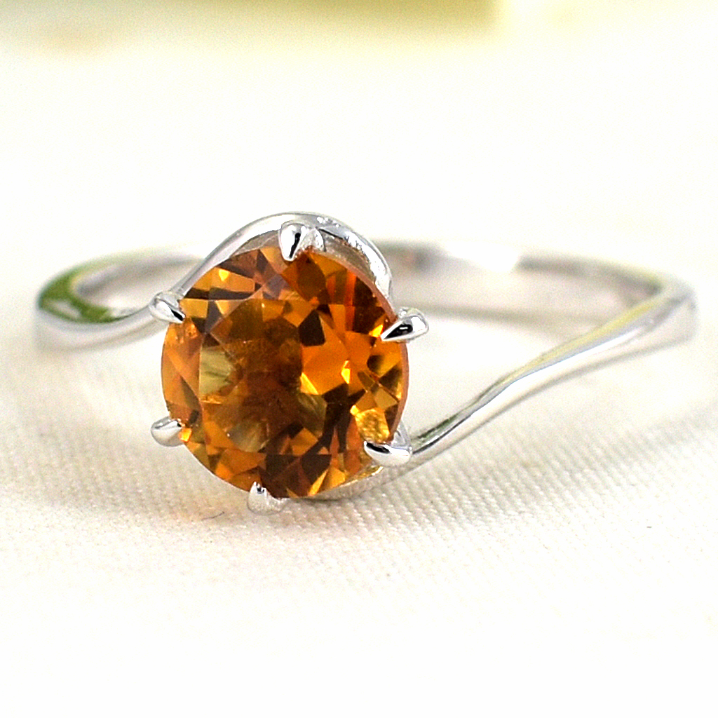 แหวนเงินแท้ราคาถูกชุบทองคำขาว ซิทรินแท้ 1.25 กะรัต งานประณีตสวยงาม สั่งผลิตค่ะ