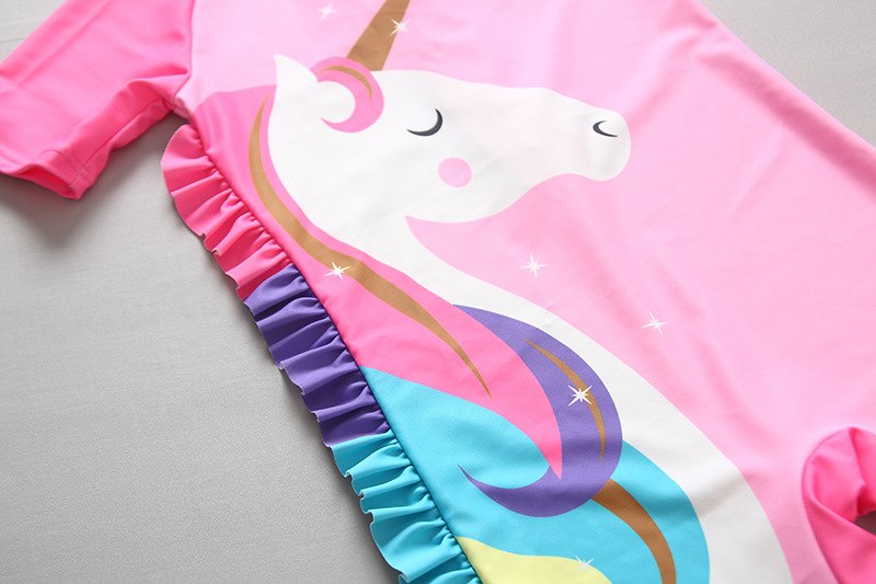 พร้อมส่ง ชุดว่ายน้ำ ชุดบอดี้สูท สไตล์เมอเมด สีชมพู