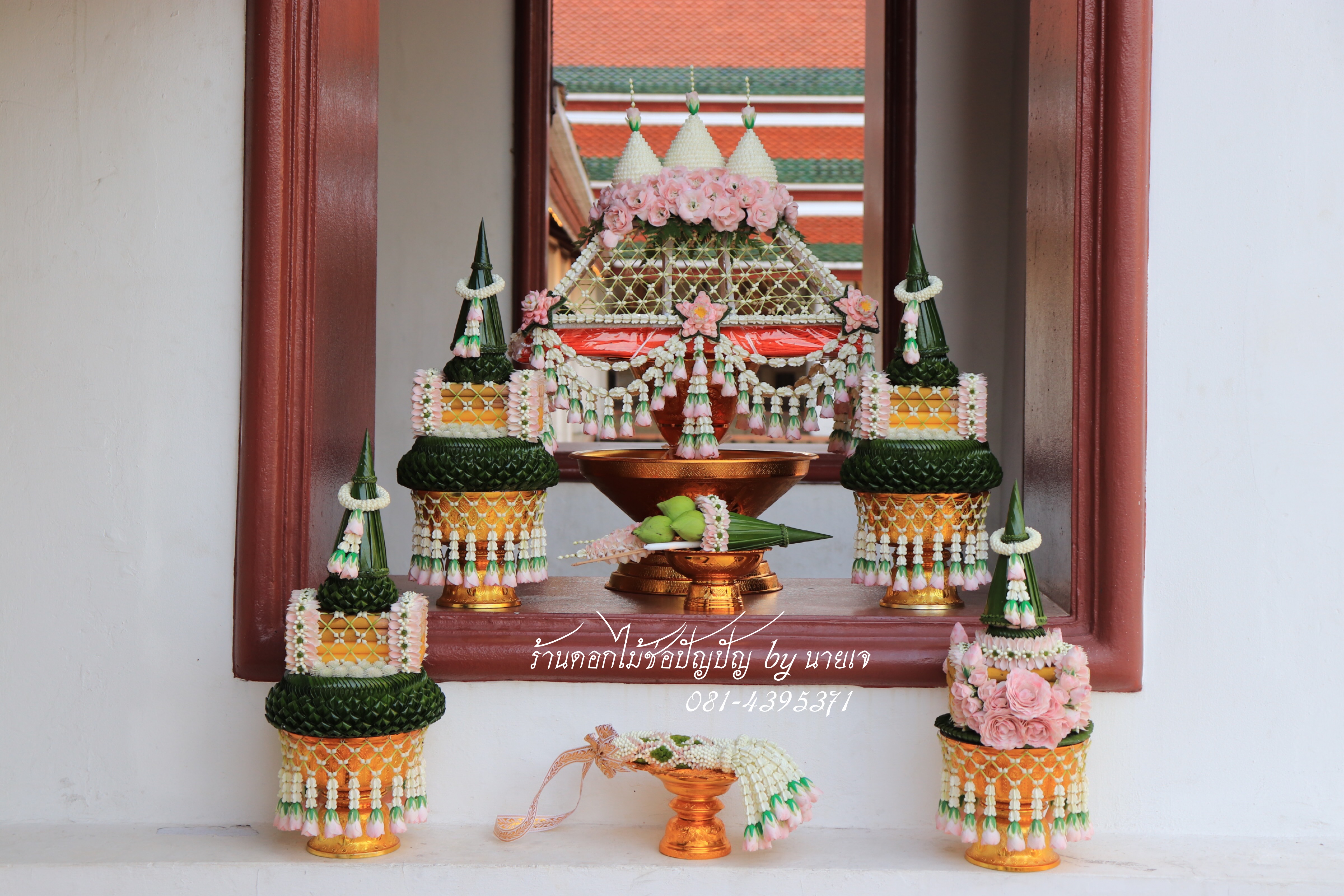 ชุดเครื่องบวชดอกไม้สด ชุดC7 24พย.61 วัดสระเกศฯ
