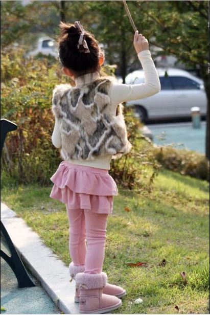 เลกกิ้งกระโปรง 2 ชั้น สีชมพู