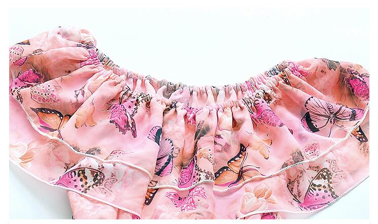 ชุดเด็ก : ชุดเดรส ลายดอก เปิดไหล่