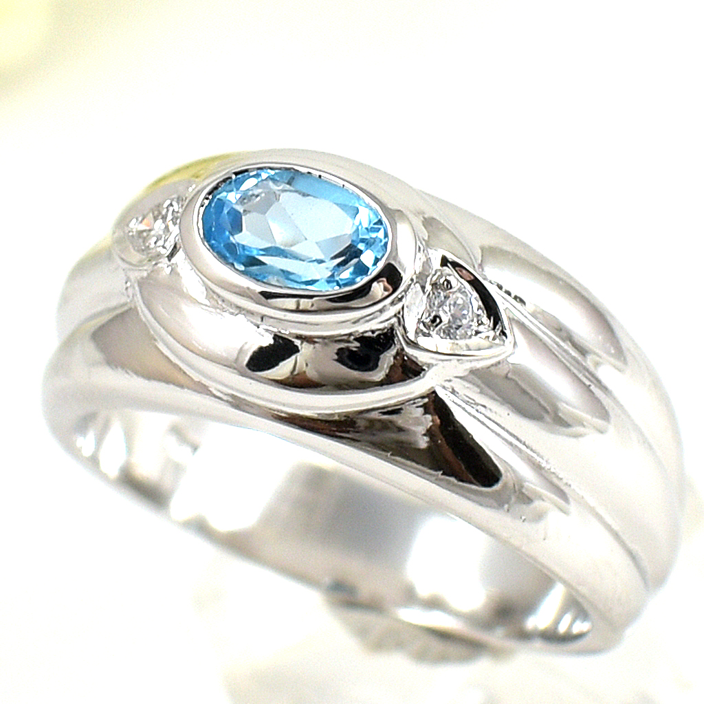 แหวนเงินแท้ราคาถูกชุบทองคำขาว สวิสบลูโทปาซแท้ 0.65 กะรัต เพชรCZ 0.06 กะรัต งานประณีตสวยงาม สั่งผลิตค่ะ