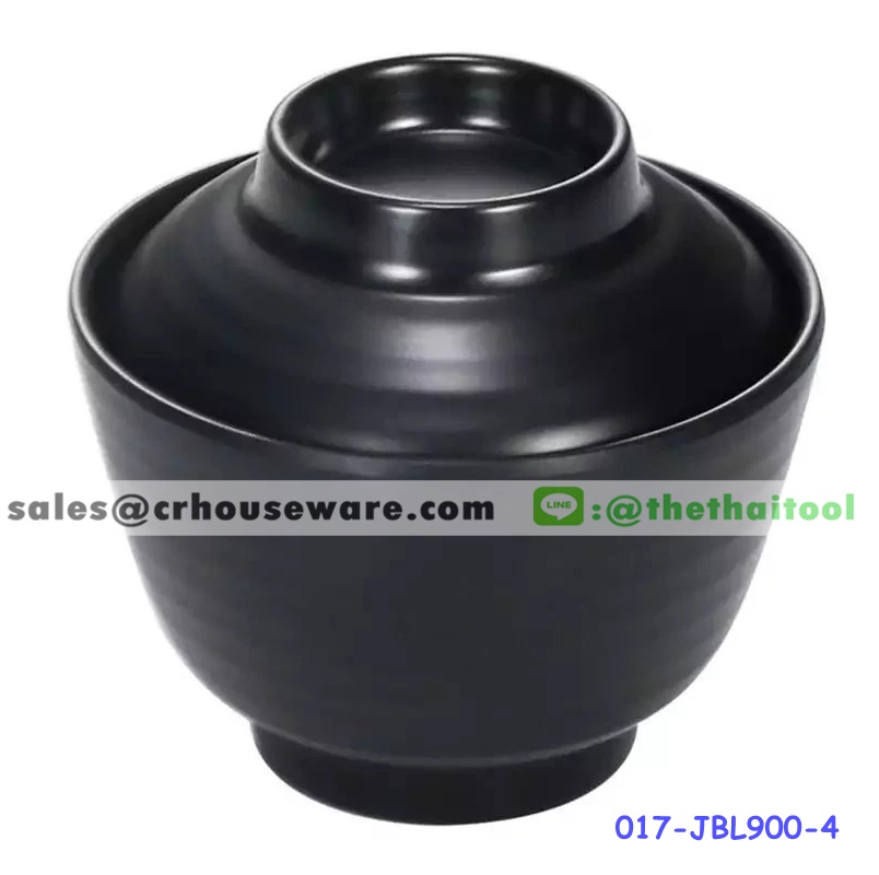 ถ้วยซุปมิโซะ ญี่ปุ่น มีฝาปิดมีลอน ดำด้าน ขนาด 4 นิ้ว 017-JBL900-4