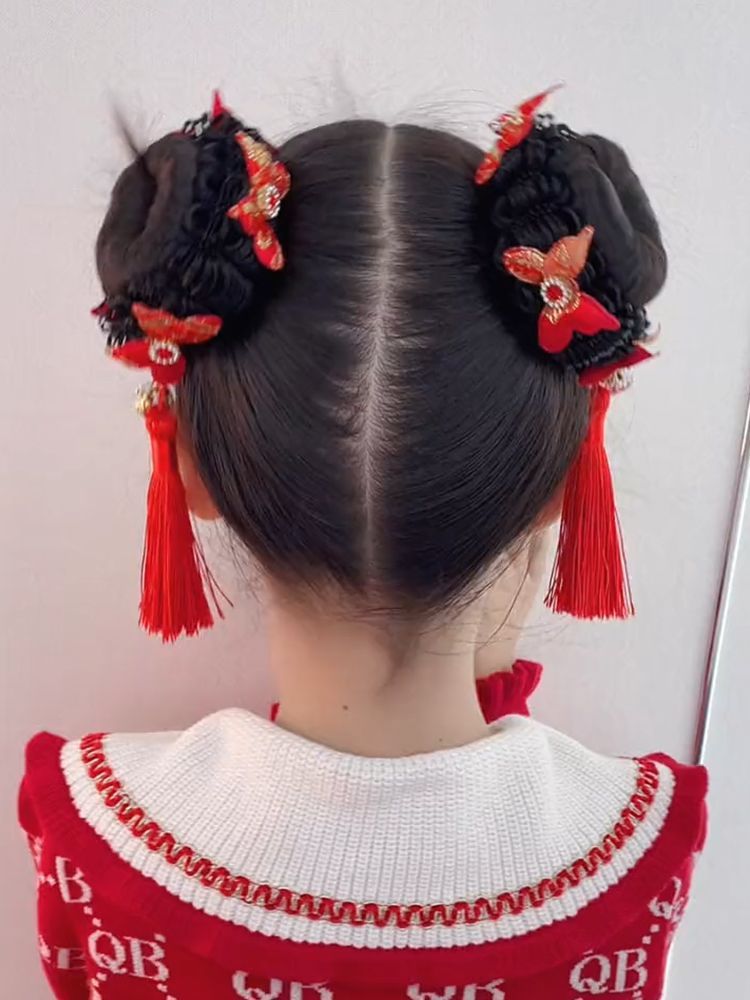 พร้อมส่ง กิ๊บติดผมตรุษจีน เด็ก ยางรัดผม ประดับพู่