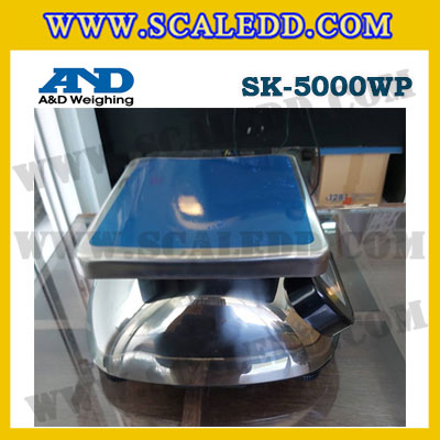 เครื่องชั่งน้ำหนักดิจิตอล5000กรัม เครื่องชั่งกันน้ำ5000g เครื่องชั่งดิจิตอล5000กรัม ตาชั่งกันน้ำ5000กรัม พิกัดน้ำหนัก 5000g ความละเอียด 1g ยี่ห้อ AND รุ่น SK-WP (เครื่องชั่งผ่านตรวจรับรองจากสำนักชั่งตวงวัด)