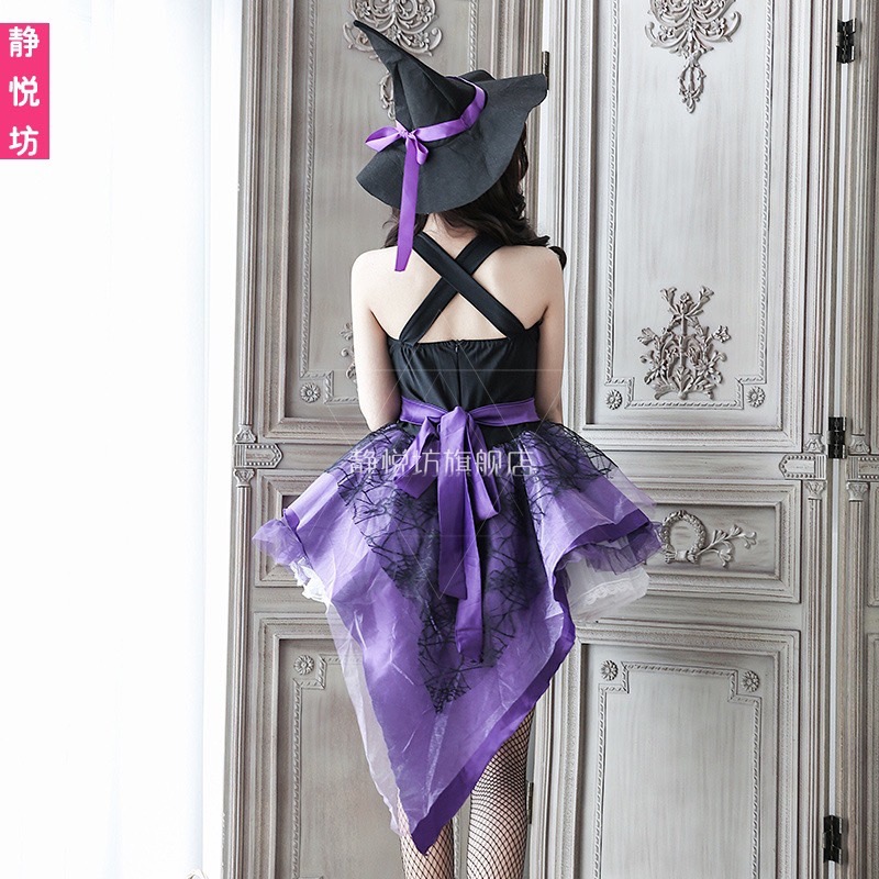 พร้อมส่ง ชุดแม่มด ชุดฮาโลวีน ผู้ใหญ่ ม่วง-ดำ**