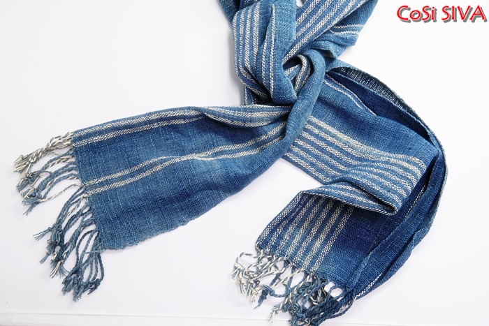 ผ้าพันคอผ้าฝ้ายย้อมคราม(Scarf - cotton dyeindigo