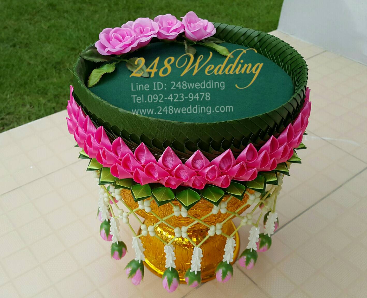 (แบบซื้อ) พานขันหมากเอกประดิษฐ์ (สีชมพู)