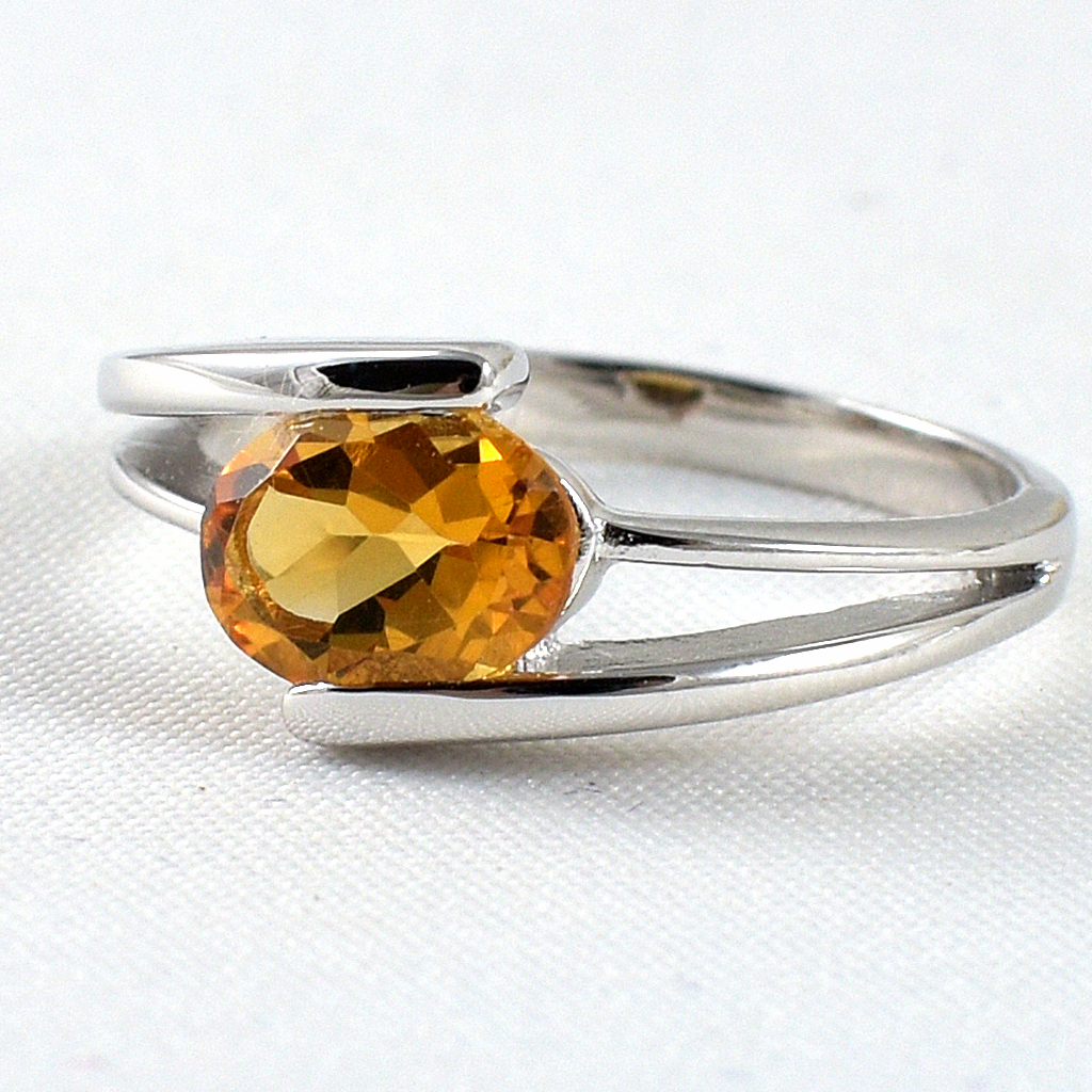 แหวนเงินแท้ราคาถูกชุบทองคำขาว ซิทรินแท้ 1.25 กะรัต งานประณีตสวยงาม สั่งผลิตค่ะ