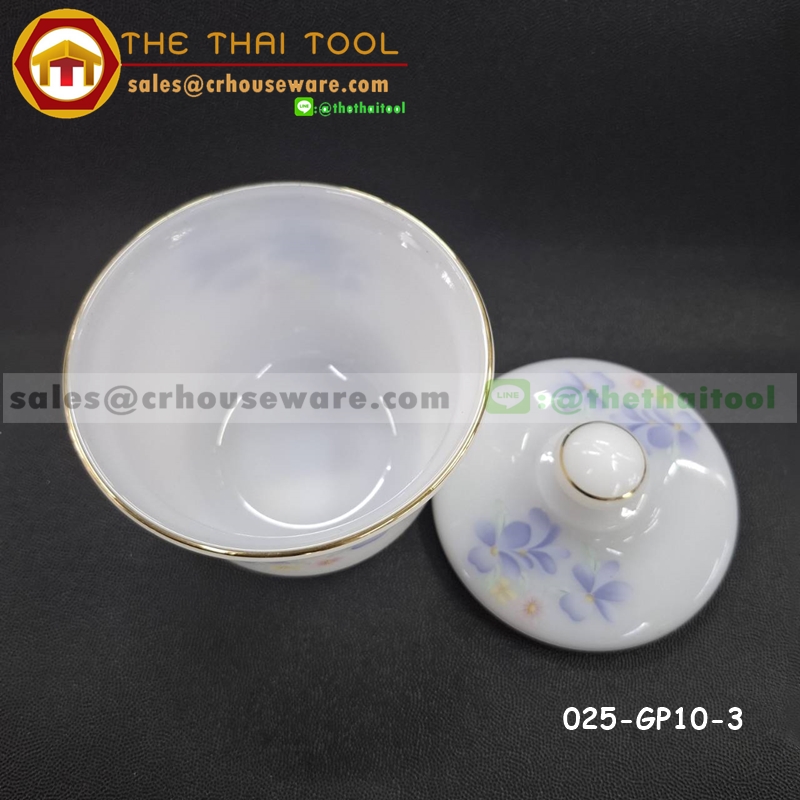 โถน้ำตาลเนื้อมุกพร้อมฝา ลาย Grand Pix Dinner