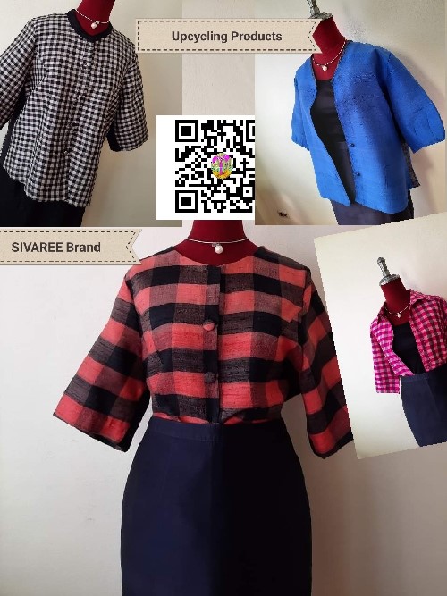SIVAREE Upcycling Lifestyle 1 /Thai Silk Recycle ฟ้า,ชมภู่,ดำ Free Size