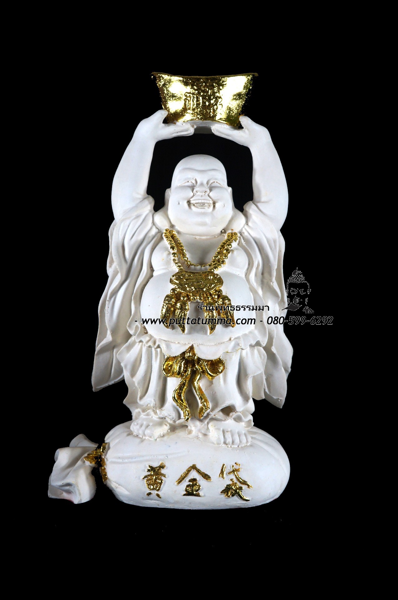 พระสังกัจจายน์ องค์ยืน สีขาว เนื้อเรซิ่น หน้าตัก 5 นิ้ว สูง 10 นิ้ว