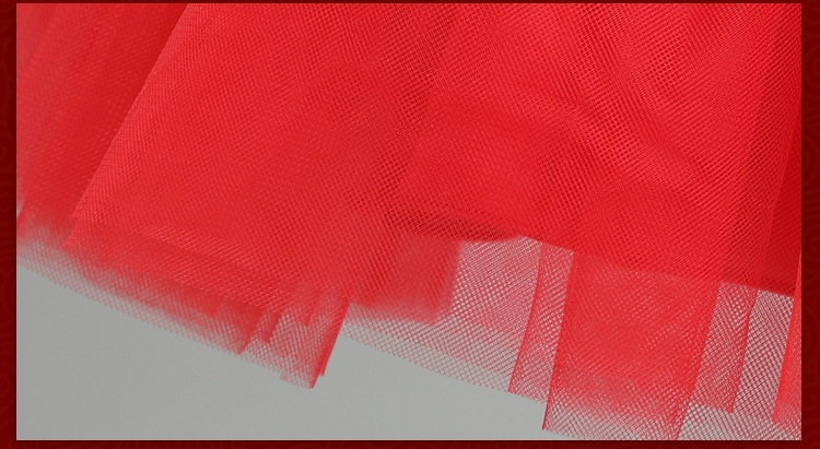 ชุดจีน กี่เพ้า แขนยาว พู่ห้อย สีแดง