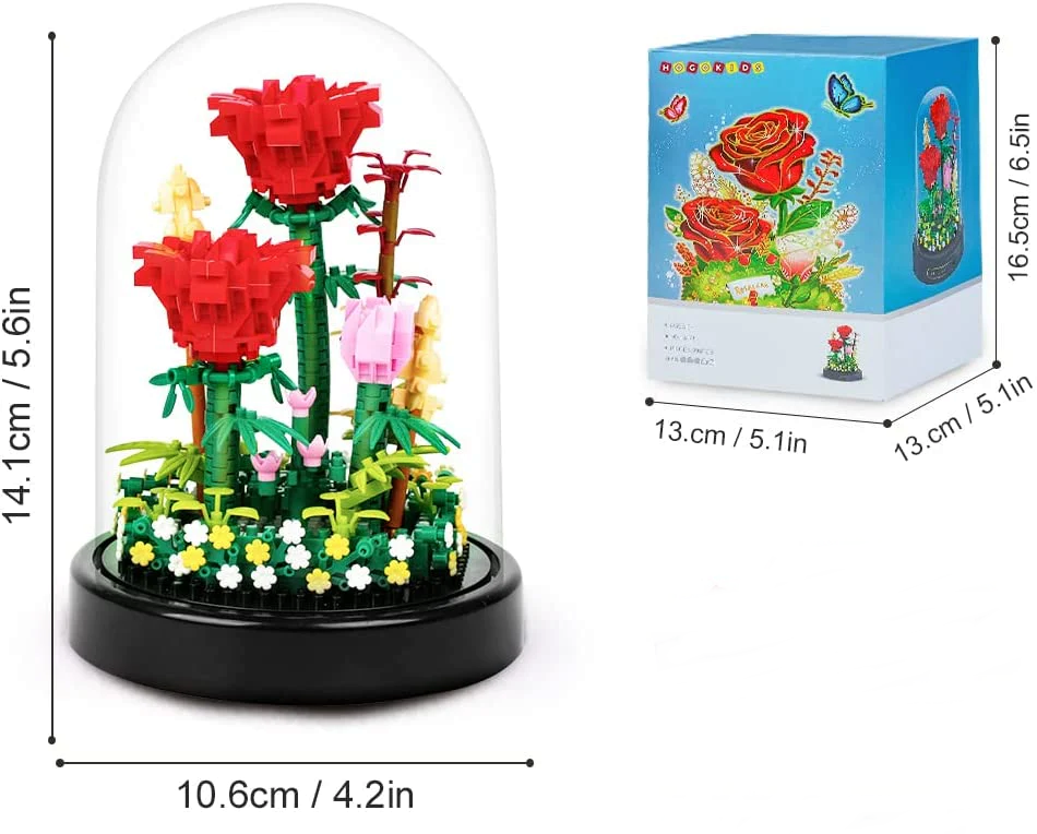 เลโก้นาโน Red Rose and Display Box(ต้นกุหลาบแดงพร้อมโคมครอบ) Size Jumbo