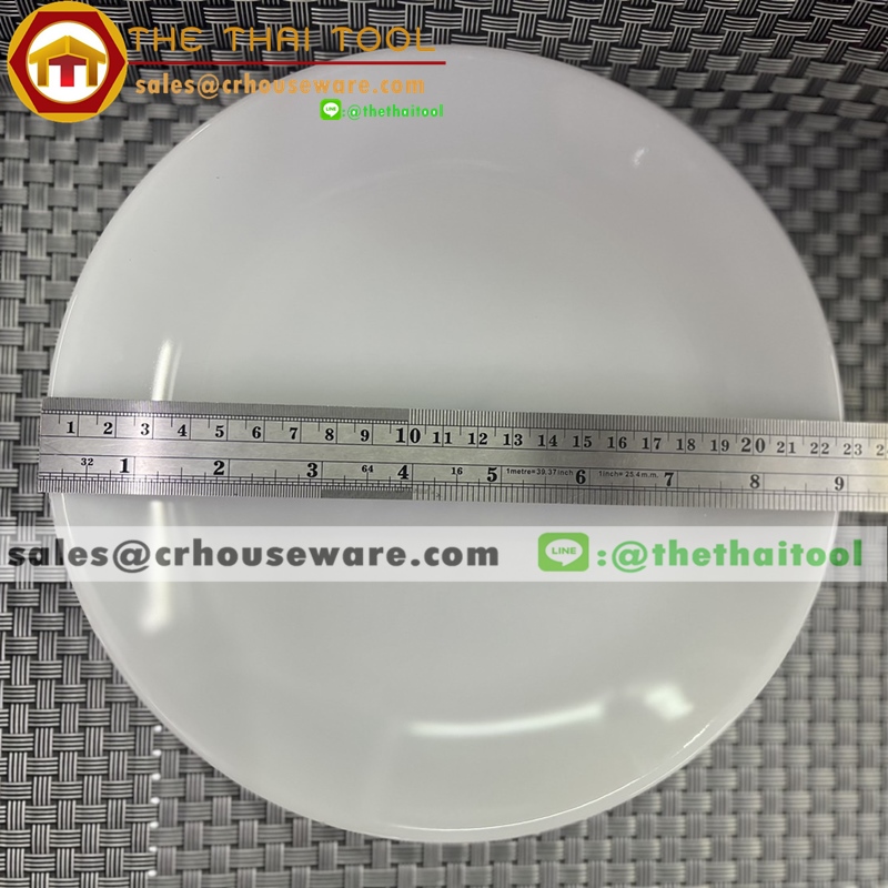 จานกลมตื้น เนื้อมุก ลายมุก (ไม่เขียนขอบทอง) ขนาด 9 นิ้ว