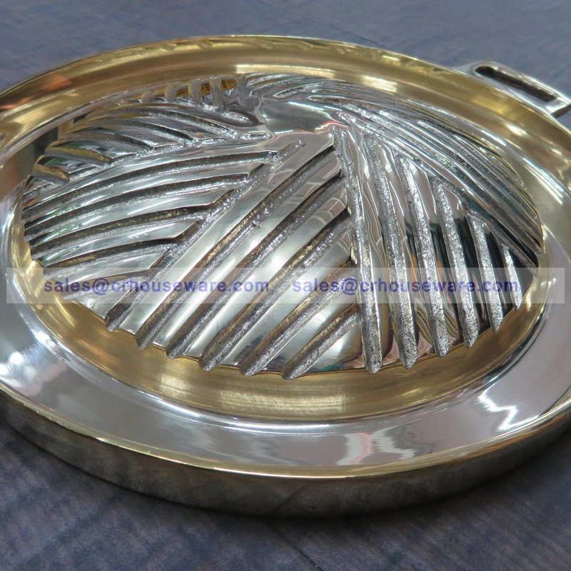 แผ่นย่างทองเหลืองแท้ แบบรูตัน ทรงBBQ รหัส 006-TH-BBQ-27 烧烤炉盘/锅,សាច់អាំងសាច់អាំងចាន / សមុទ្រ Pan,BBQ Grill tấm / chảo,BBQ Grill pinggan / pan,BBQ Grill plate/pan,Korean bbq grill pan