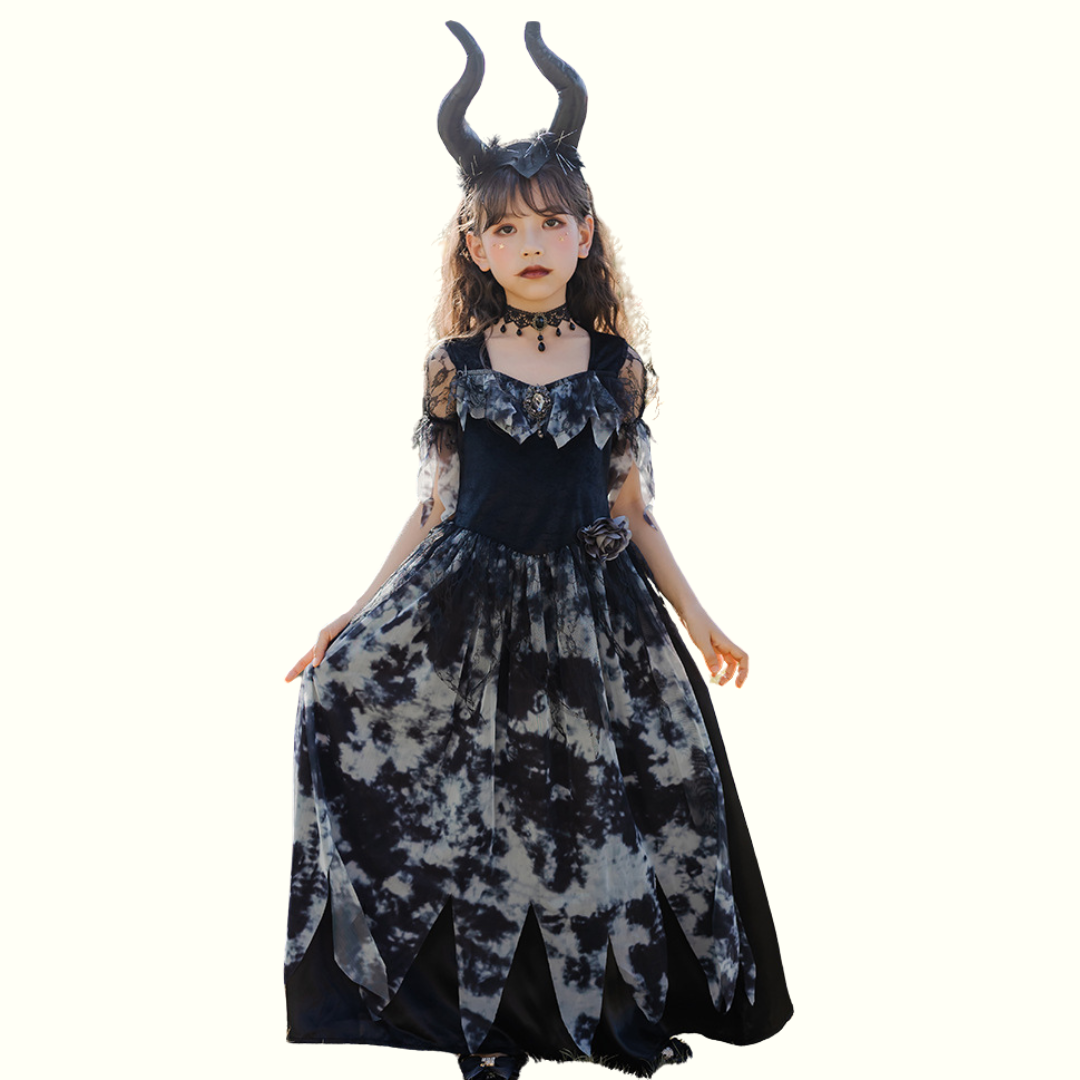 ชุดฮาโลวีนเด็กผู้หญิง haloween ชุดเดรสสีดำ-เทา สไตล์นักบวช ผีแม่ชี