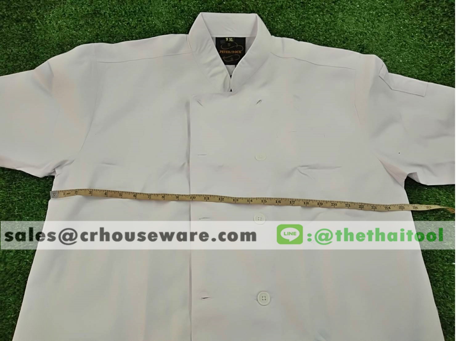 เสื้อเชฟแขนสั้น (สีขาวล้วน) PT 2XL,Large_Cook_Jacket,เสื้อเชฟใหญ่มาก