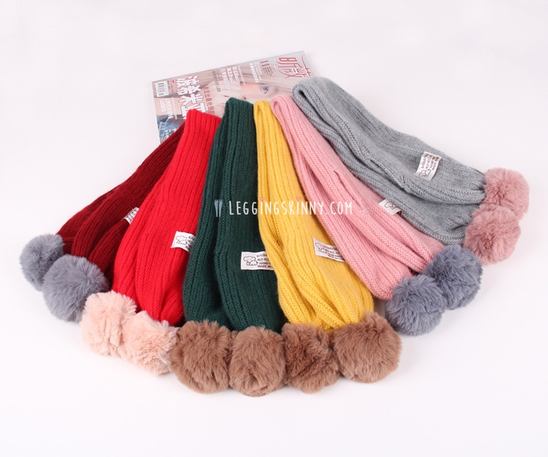 ผ้าพันคอไหมพรมเด็ก จุกเฟอร์ มี 10 สี