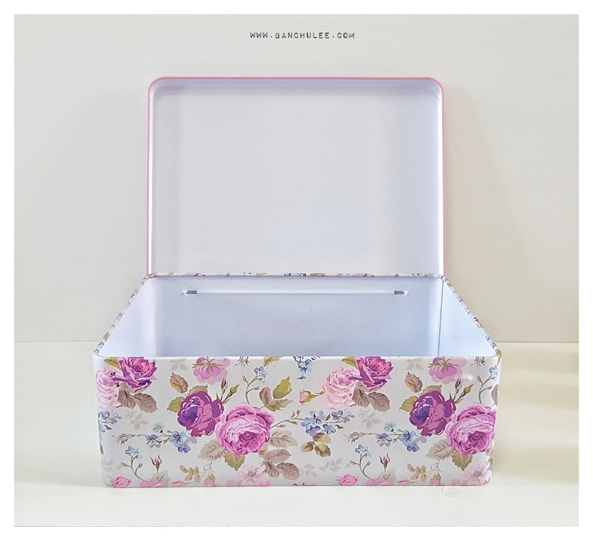 Floral Storage Tin Box กล่องเก็บของ ลายดอกไม้ งานสังกะสี