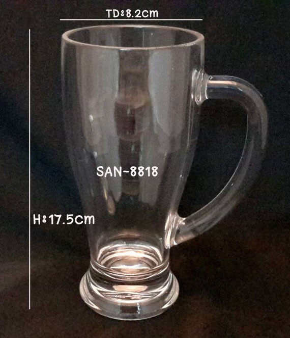 แก้วน้ำพลาสติกริมสระน้ำ Glass plastic poolsid. (Polycarbonate Beer mug round.) SAN-8818