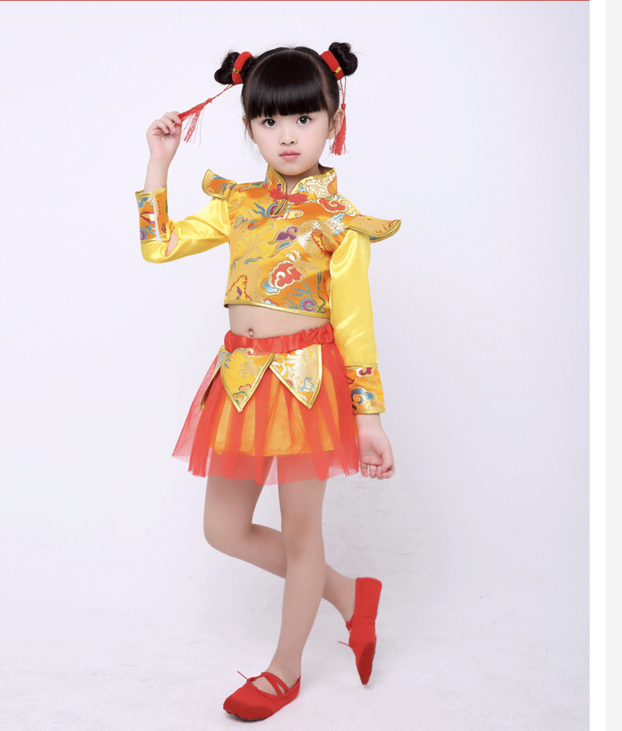 พร้อมส่ง ชุดจีนเด็ก ชุดเต้น สไตล์จีน เสื้อแขนยาว+กระโปรง
