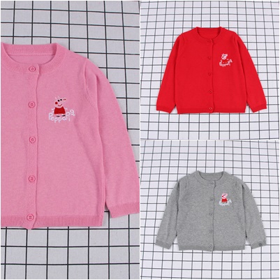 กันหนาว: เสื้อกันหนาวเด็ก Peppa pig สีชมพู;แดง
