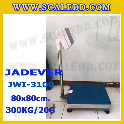 เครื่องชั่งดิจิตอลตั้งพื้น 300kg ยี่ห้อ JADEVER รุ่น JWI-3100 II ขนาดแท่น 80x80cm. เครื่องชั่งน้ำหนัก300กิโล เครื่องชั่งดิจิตอลชั่งน้ำหนัก300kg ตาชั่ง300kg ตาชั่งดิจิตอล300kg เครื่องชั่งดิจิตอล300kg พิกัดน้ำหนัก 300kg ค่าละเอียด 20g
