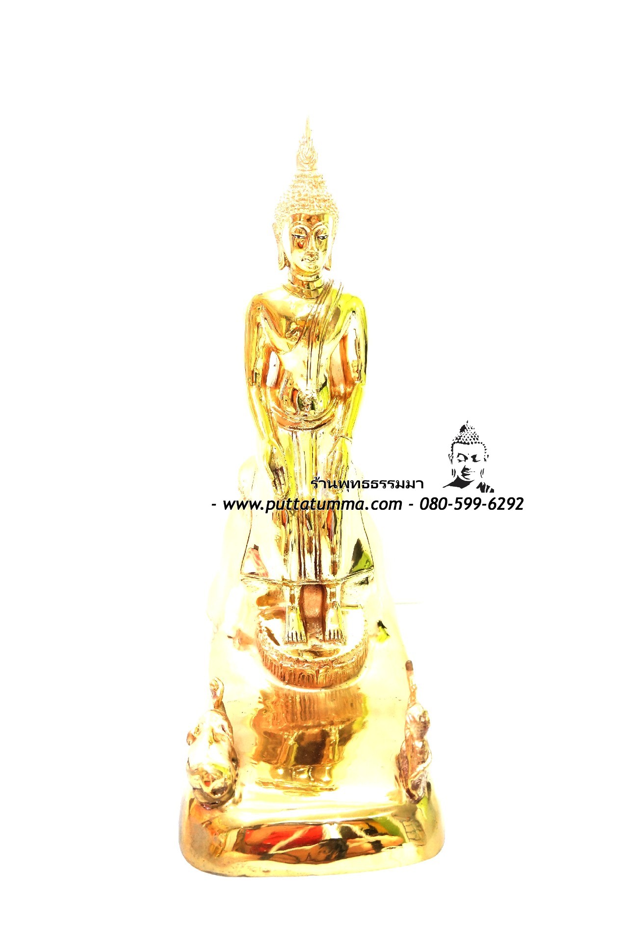 พระประจำวันพุทธกลางคืน เนื้อโลหะ ขัดเงา ฐาน 5 นิ้ว สูง 12.5 นิ้ว