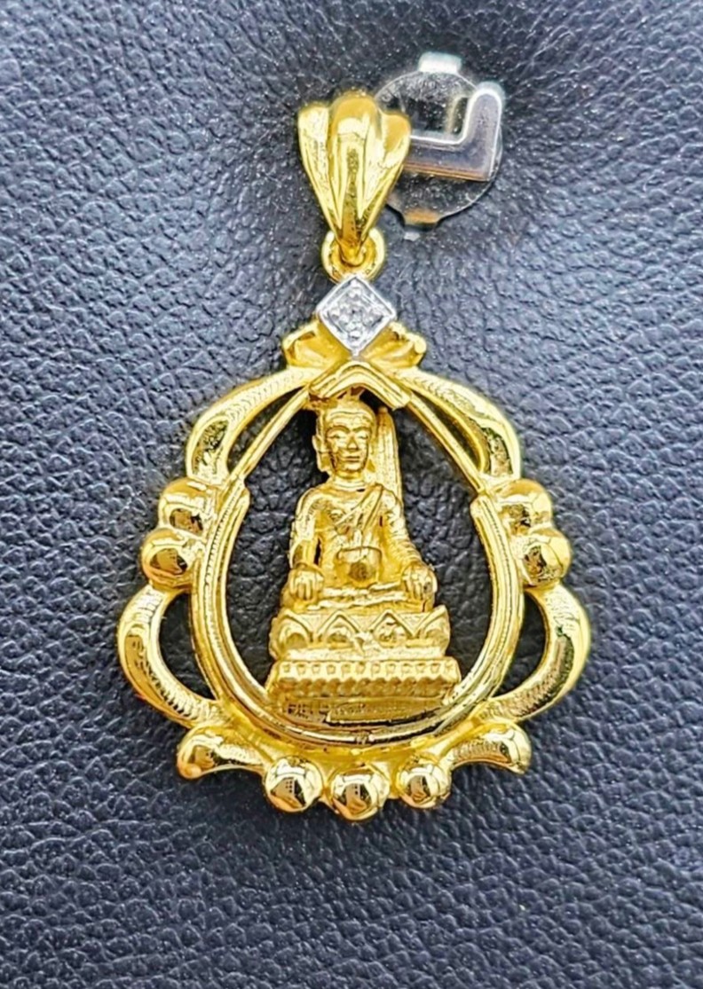 พร้อมส่งและสั่งผลิตจี้เพชรพระสิวลี พระแห่งโชคลาภ ใส่เที่ยว ออกงาน ทองคำ 9K เพชรเกสรแท้ 0.01 กะรัต 1 เม็ด ไม่รวมสร้อย ราคาถูกมาก ส่งฟรี