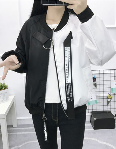 เสื้อคลุมแขนยาวแฟชั่นแต่งสองสีแบบสวยเท่ห์รหัส 1904