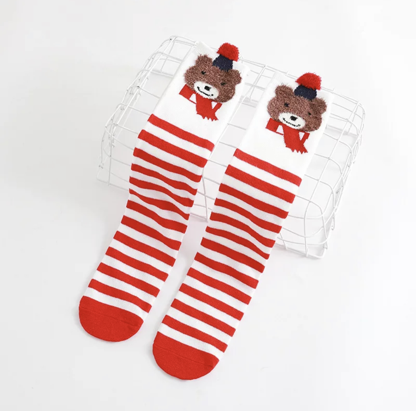 ถุงเท้ายาว ถุงเท้าเด็ก ลายหมี