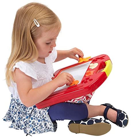 กระดานวาดภาพแบบพกพาพร้อมแสตมป์รูปสัตว์พร้อมหมอนรองนิ่ม B. Toys Magnetic Drawing Board