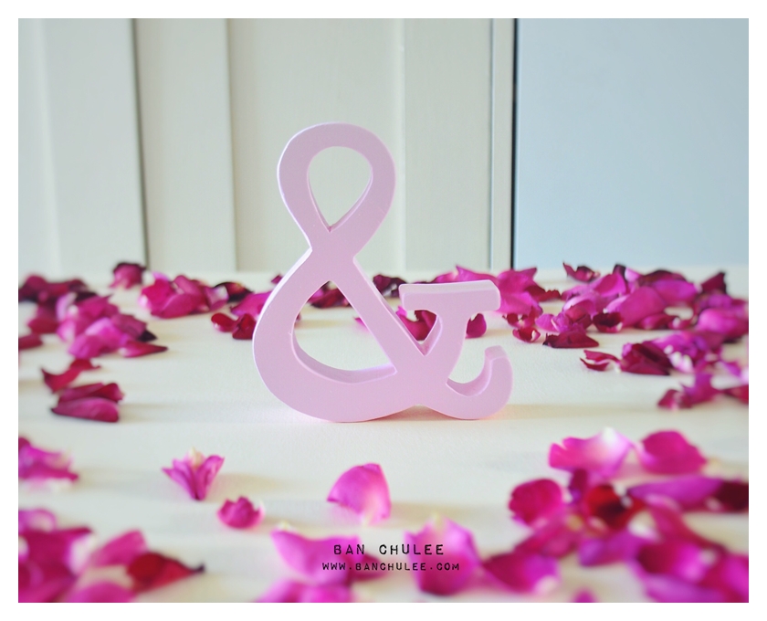 Spring Beauty - สัญลักษณ์ & (Ampersand) ตั้งโต๊ะ งานไม้สัก โทนสีชมพู