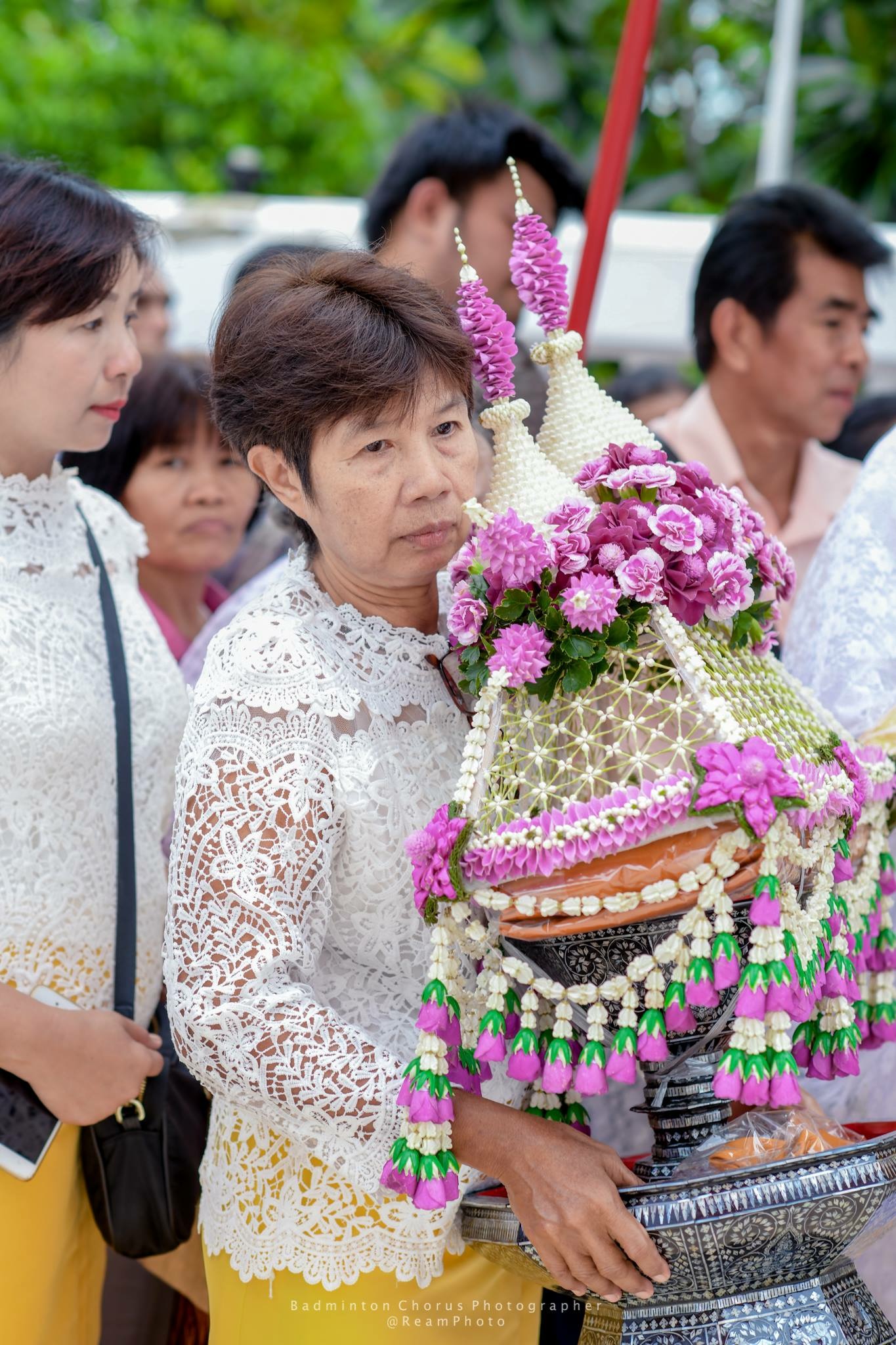 ชุดเครื่องบวชดอกไม้สด ชุดD3 ส่งงานวัดสง่างาม อ.บางไทร .อยุธยา