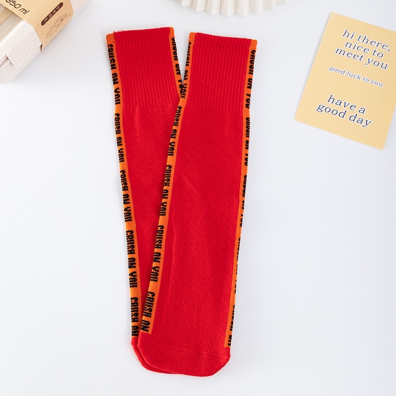 พร้อมส่ง ถุงเท้ายาว ลายหมากรุก สีพื้น มีไซส์ เด็กเล็ก-เด็กโต