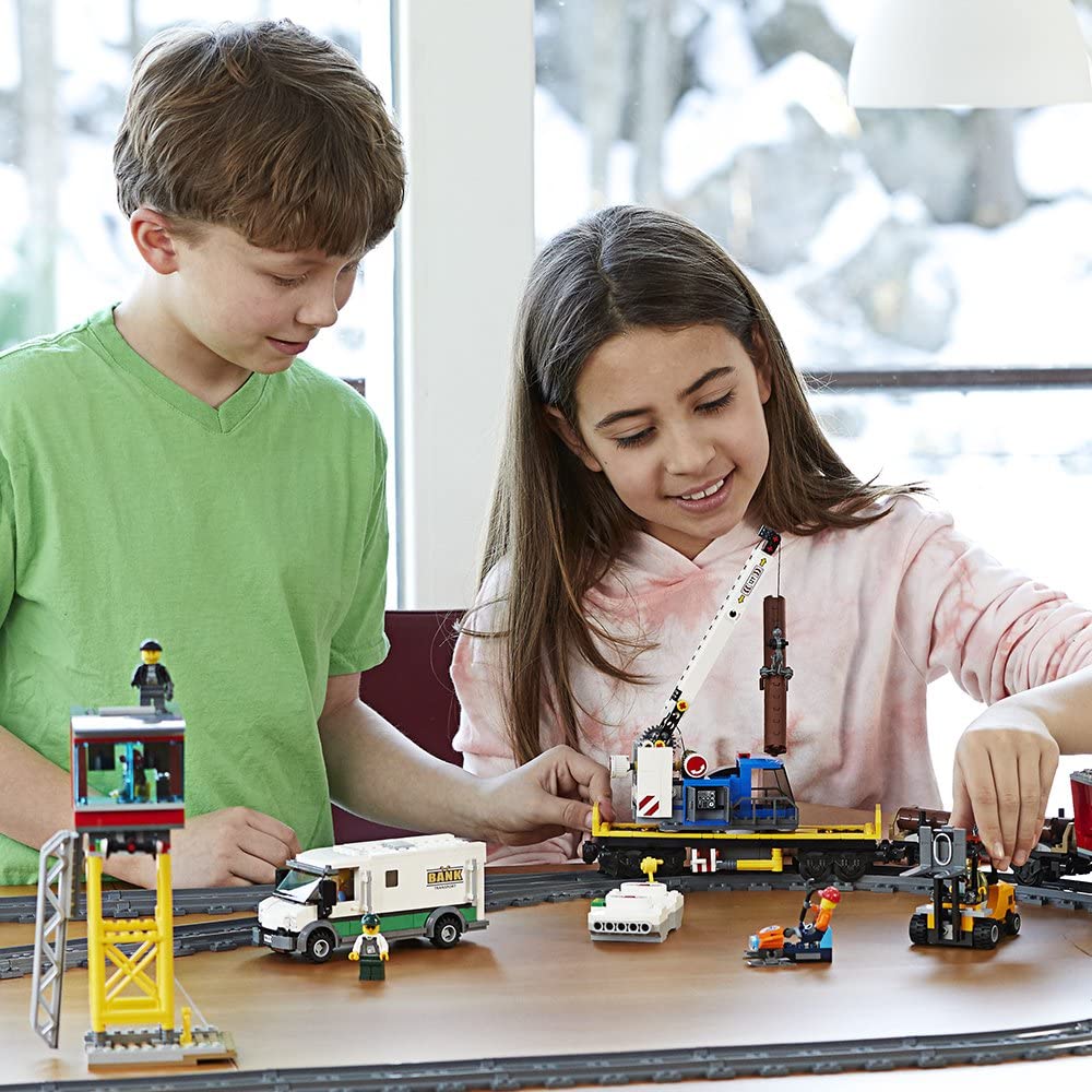 เลโก้ รถไฟชุดใหญ่มาก LEGO City Cargo Train 60198 Remote Control Train Building Set with Tracks for Kids(1226 Pieces)