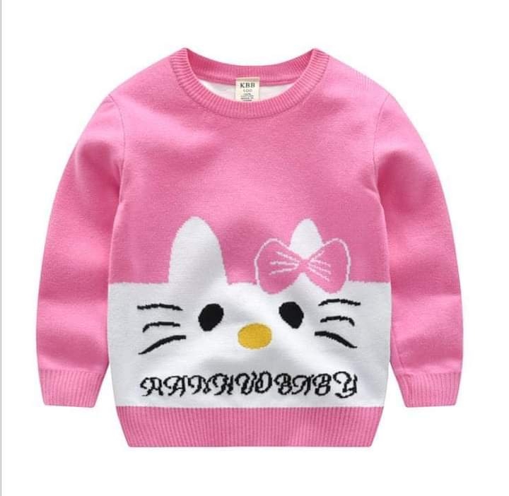 เสื้อกันหนาวไหมพรม คิตตี้ สีชมพู