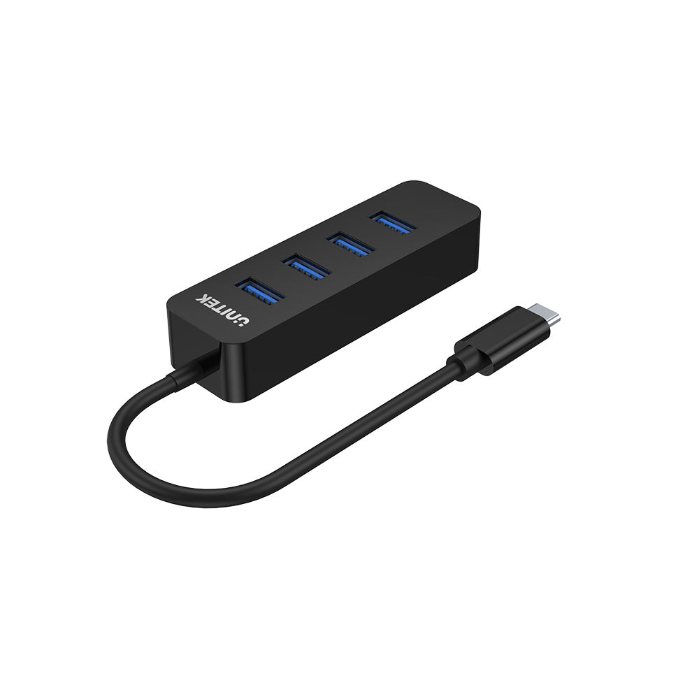 USB3.0 uHUB Q4 USB-C to USB-A 4 Ports with USB-C Power Port รองรับ BC1.2 Power Charging by Unitek