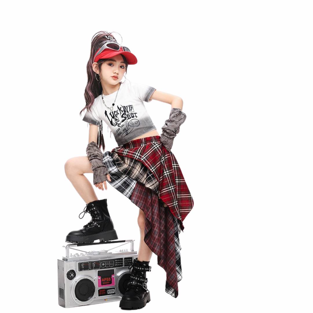 พร้อมส่ง ชุดเต้นเด็กผู้หญิง เซ็ต ลายพลาง