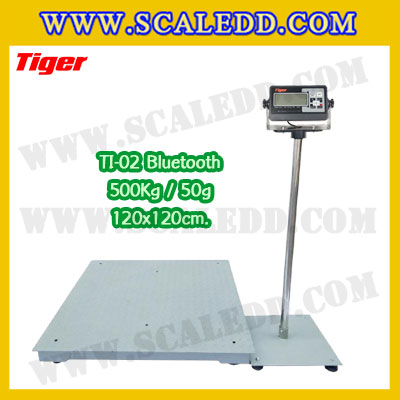 เครื่องชั่งน้ำหนักดิจิตอลBluetooth พิกัด500kg ความละเอียด 50g ยี่ห้อ TIGER รุ่น TI-02 ขนาดแท่นชั่ง 120*120cm.
