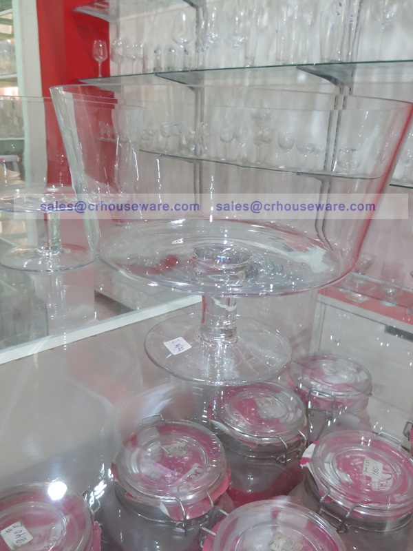 แจกันพานแก้ว แฮนด์เมด เนื้อใส มีฐาน แบบปากบาน JJG-PN-742-19