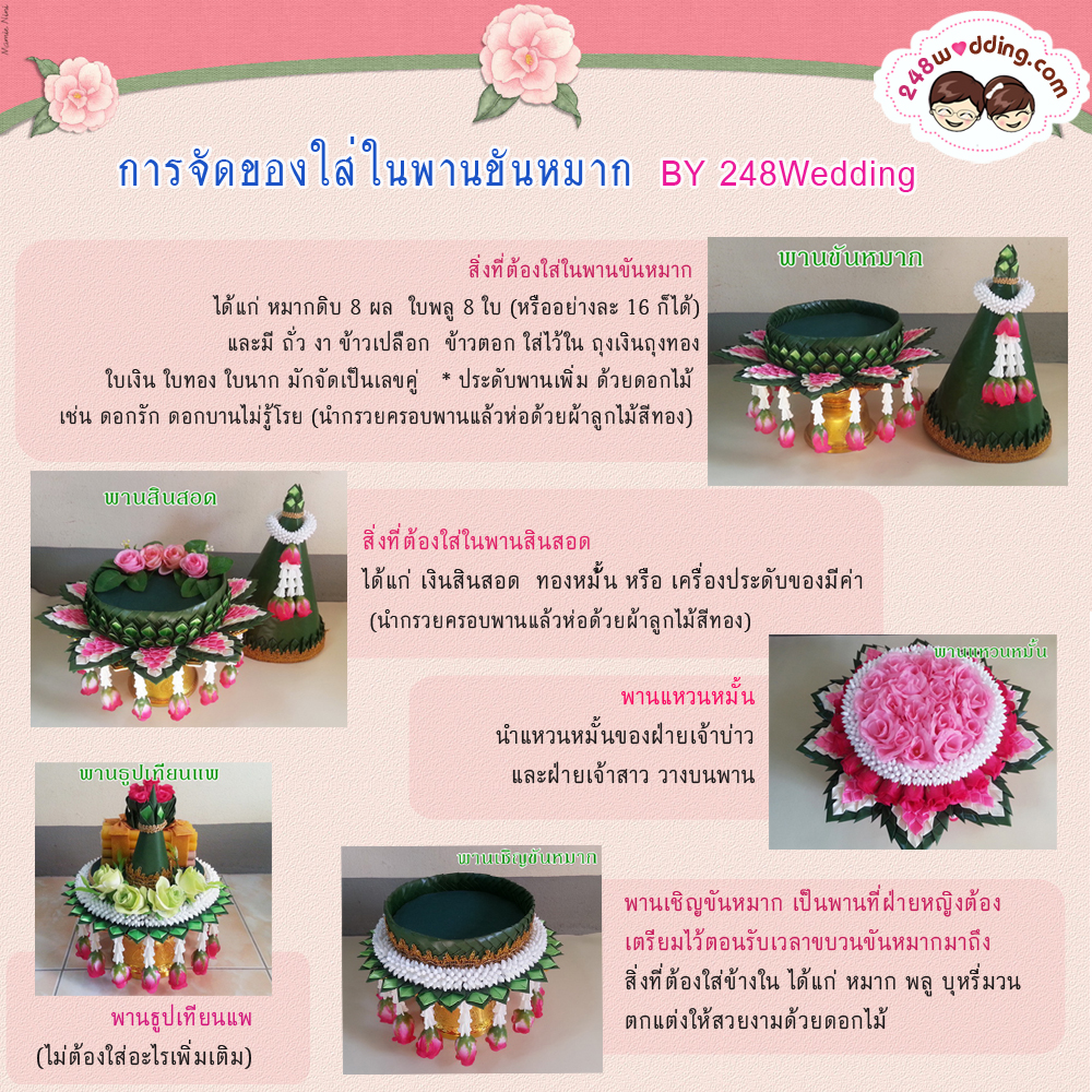 (แบบเช่า) พานขันหมากเอกประดิษฐ์ (สีขาวเขียว)