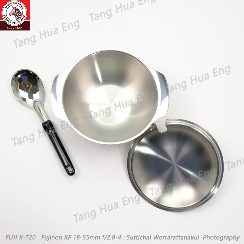 Zebra โถข้าวสเตนเลส 20 ซม. แถมทัพพีแขก Focus ตราหัวม้าลาย