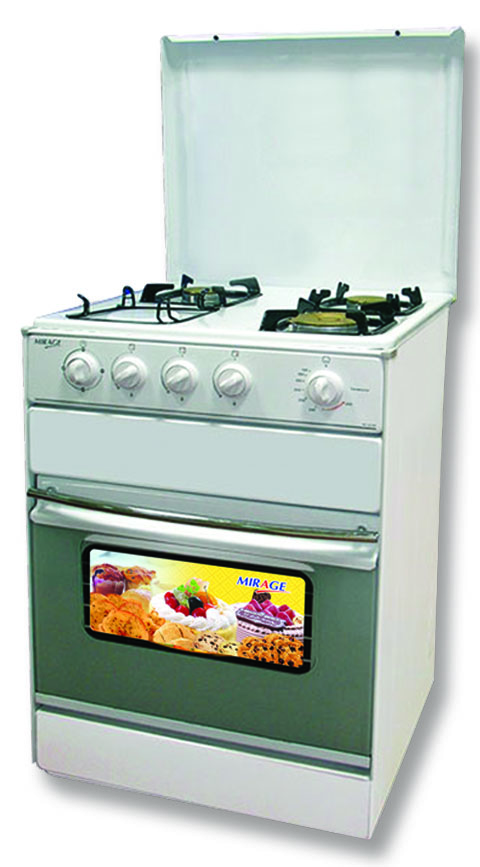 Mirage เตาแก๊สพร้อมเตาอบ ใช้แก๊ส 3 หัวเตา รุ่น GV-63WN สีขาว