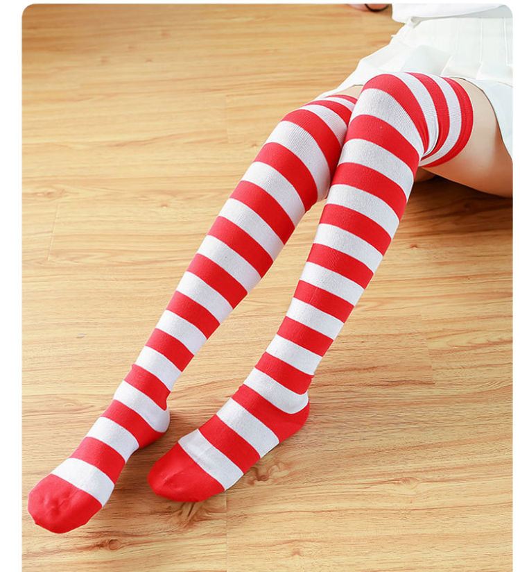 ถุงเท้ายาว แนวสปอร์ต สีพื้น ลายริ้ว เด็กโต-ผู้ใหญ่