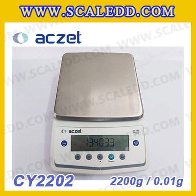 เครื่องชั่ง aczet CY2202 precision balance 2200gx0.01g เครื่องชั่งทศนิยม 2 ตำแหน่ง เครื่องชั่งละเอียดสูง2200g เครื่องชั่งน้ำหนัก2200g พิกัด 2200g ค่าละเอียด 0.01g เครื่องชั่งยี่ห้อ Aczet รุ่น CY2202